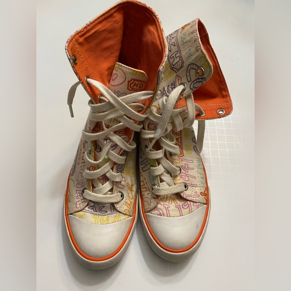 Coach womens all-over graffiti print hi-top/fold over, Bonney sneakers size 6B - Picture 10 of 12